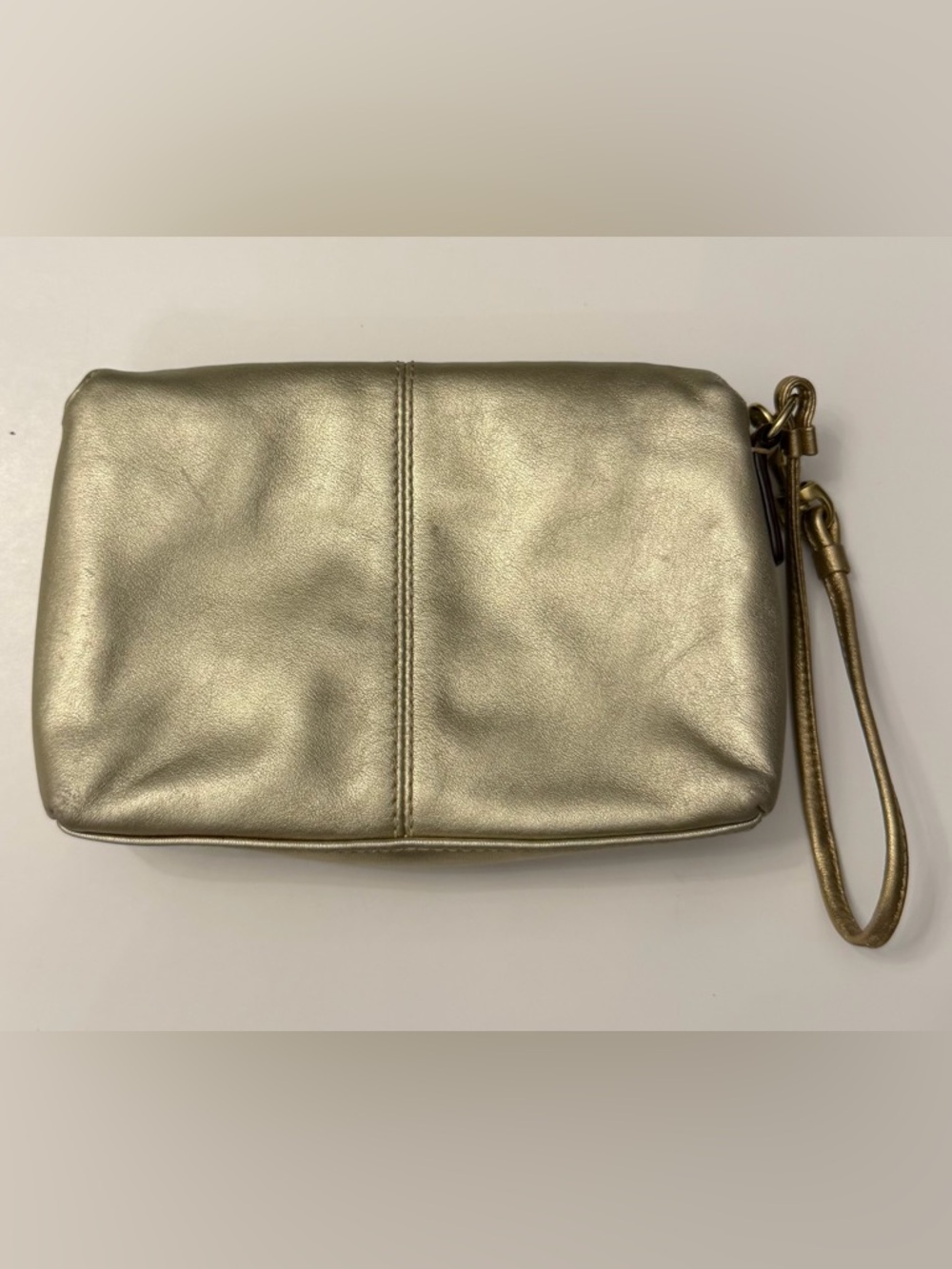 Vintage Coach Metallic Gold Leather Wristlet Clutch - Picture 2 of 12